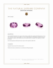 1.06 Ct. Purplish Pink Sapphire from Ceylon (Sri Lanka) Appraisal