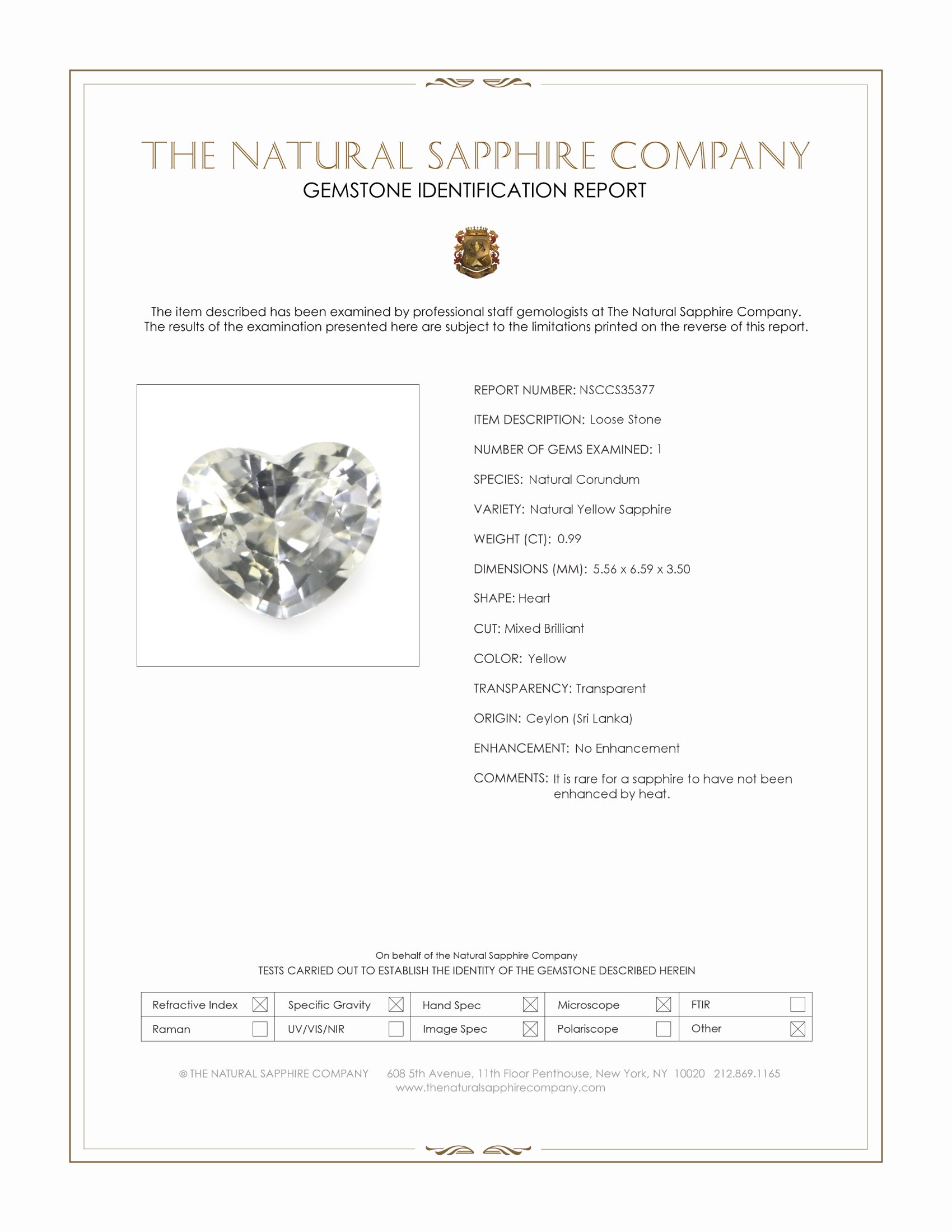 0.99 Ct. Yellow Sapphire from Ceylon (Sri Lanka)