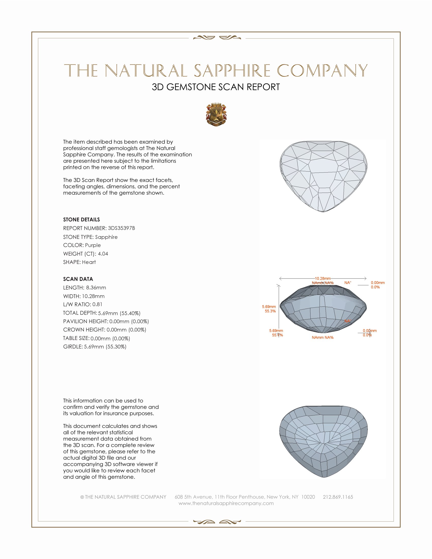 4.04 Ct. Purple Sapphire from Ceylon (Sri Lanka)