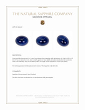 5.41 Ct. Blue Cabochon Sapphire from Ceylon (Sri Lanka) Appraisal