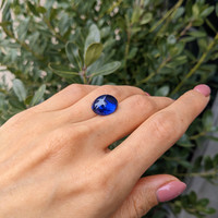 13.38 Ct. Blue Cabochon Sapphire from Madagascar Life Style