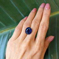 13.38 Ct. Blue Cabochon Sapphire from Madagascar Life Style