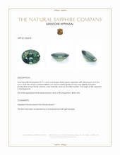 0.71 Ct. Bluish Green Sapphire from Madagascar Appraisal
