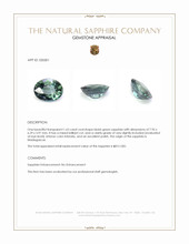 1.63 Ct. Bluish Green Sapphire from Madagascar Appraisal