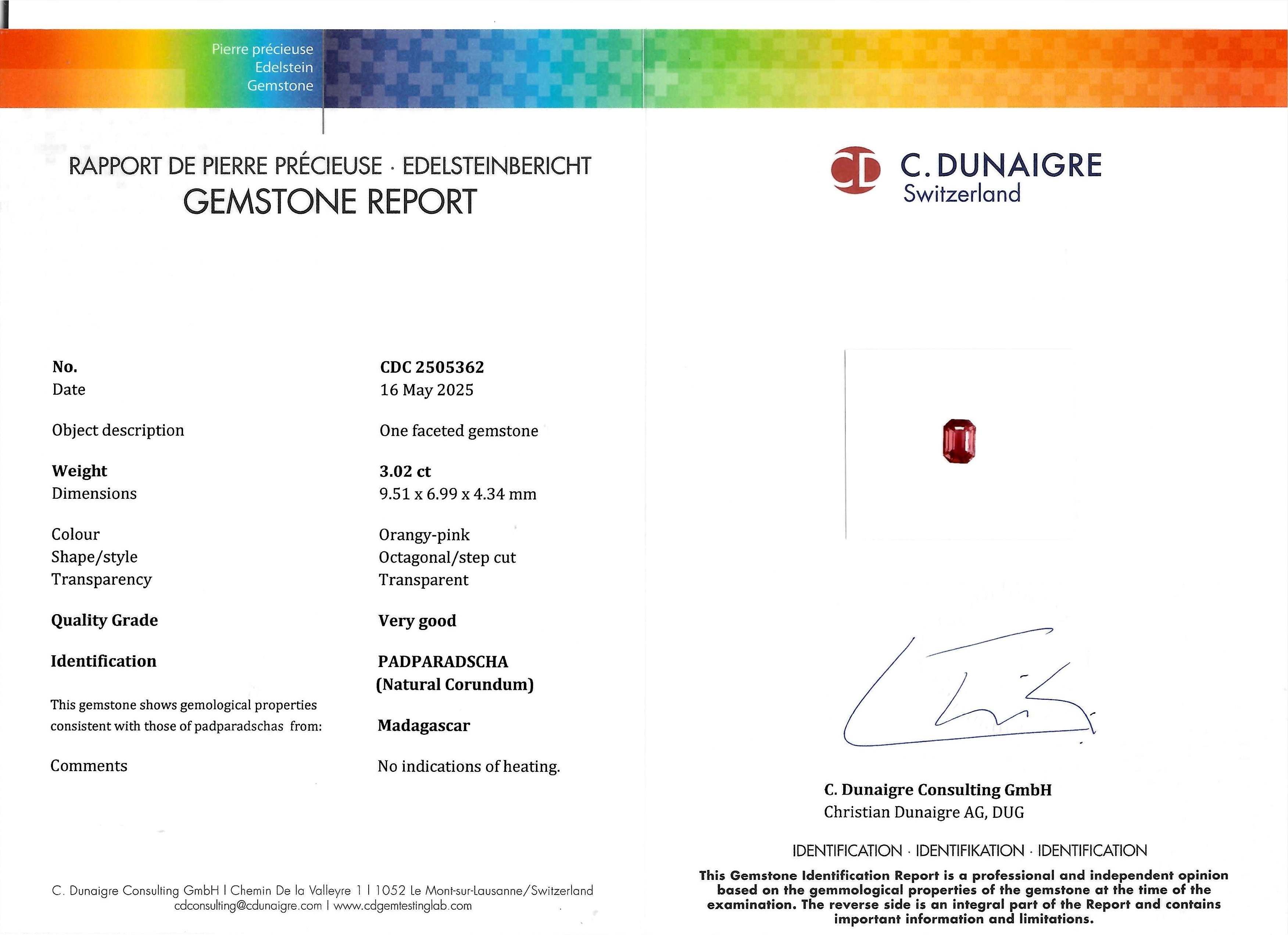 3.02 Ct. Padparadscha Sapphire from Madagascar