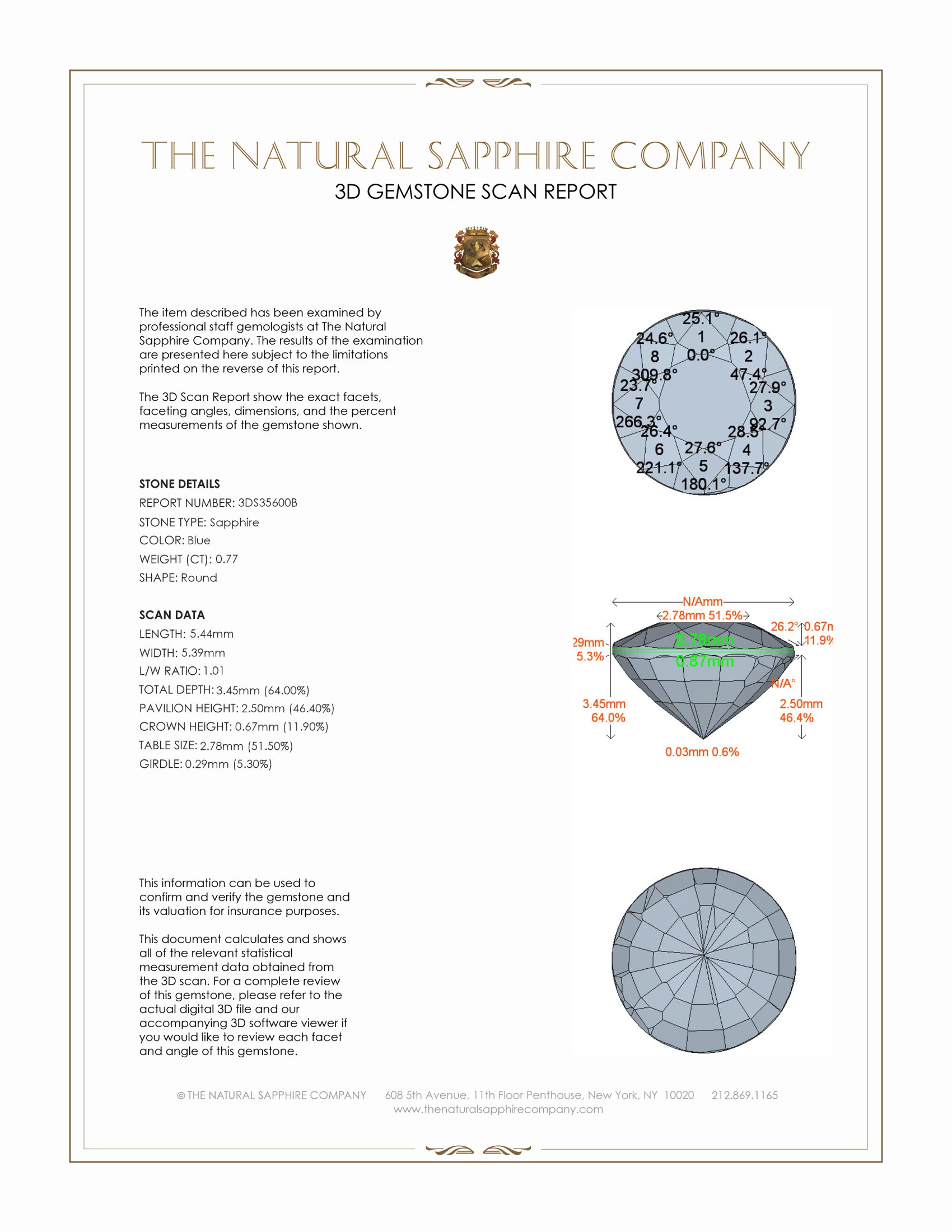 0.77 Ct. Blue Sapphire from Ceylon (Sri Lanka)
