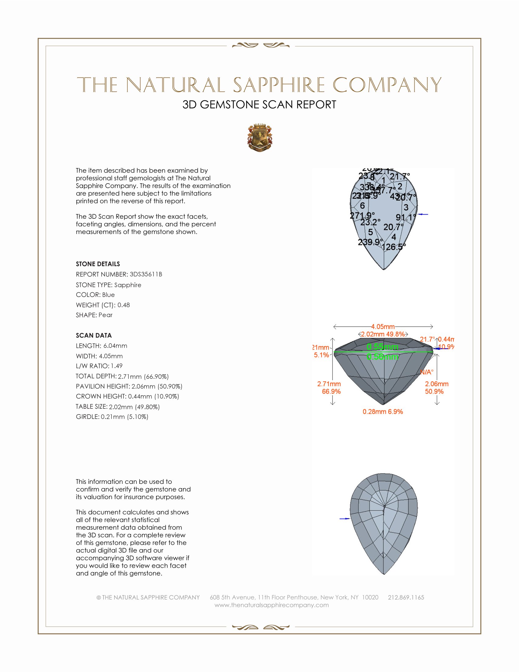 0.48 Ct. Blue Sapphire from Ceylon (Sri Lanka)