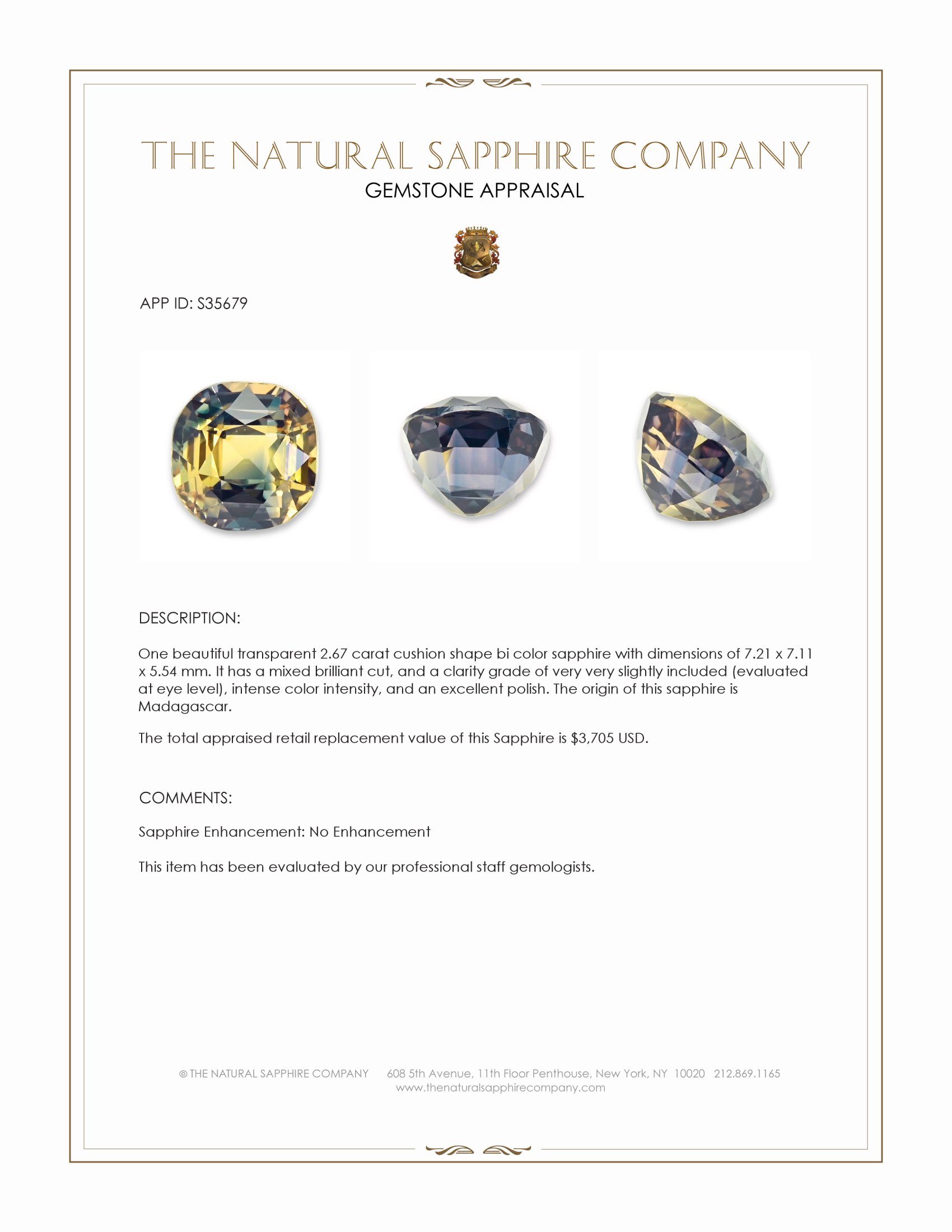 2.67 Ct. Bi Color Sapphire from Madagascar