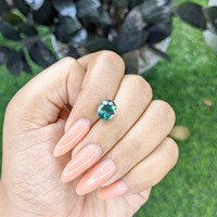 3.01 Ct. Greenish Blue Sapphire from Madagascar Life Style