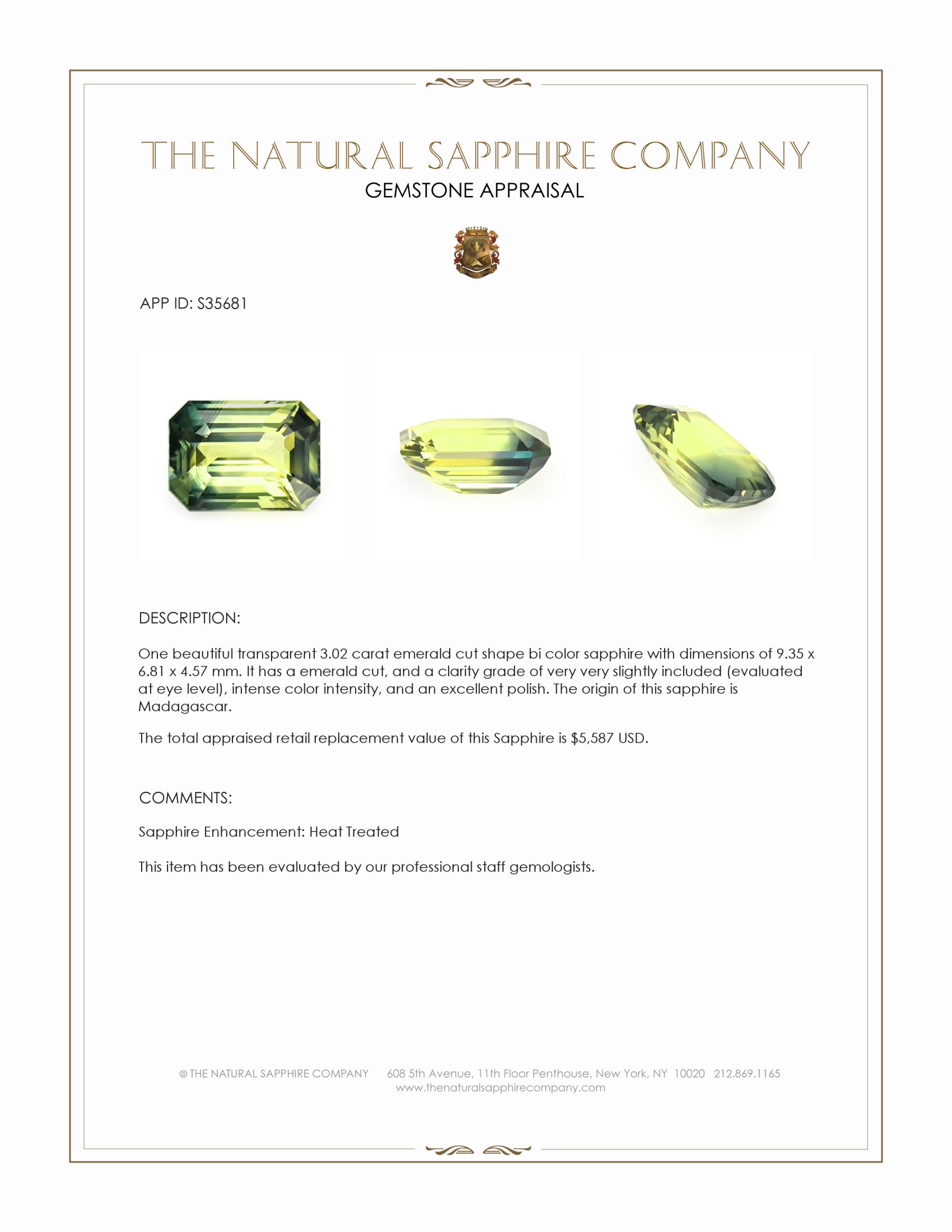 3.02 Ct. Bi Color Sapphire from Madagascar