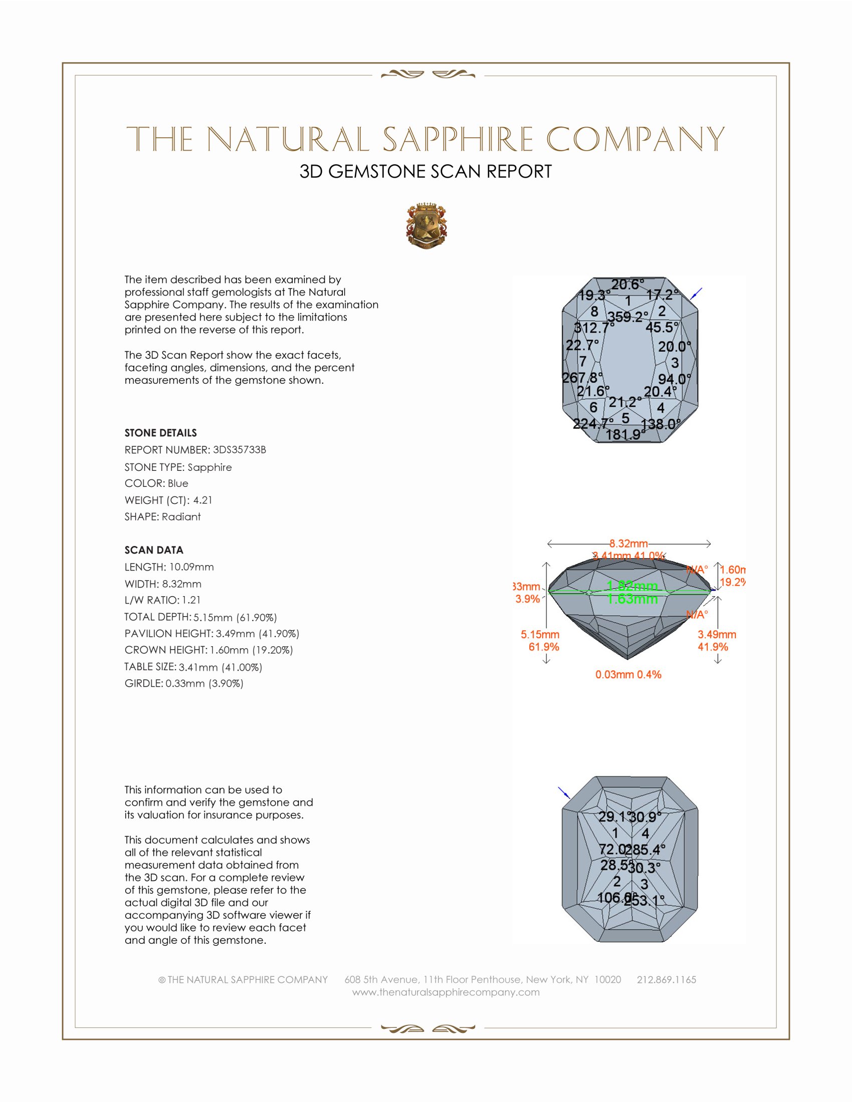 4.21 Ct. Blue Sapphire from Ceylon (Sri Lanka)