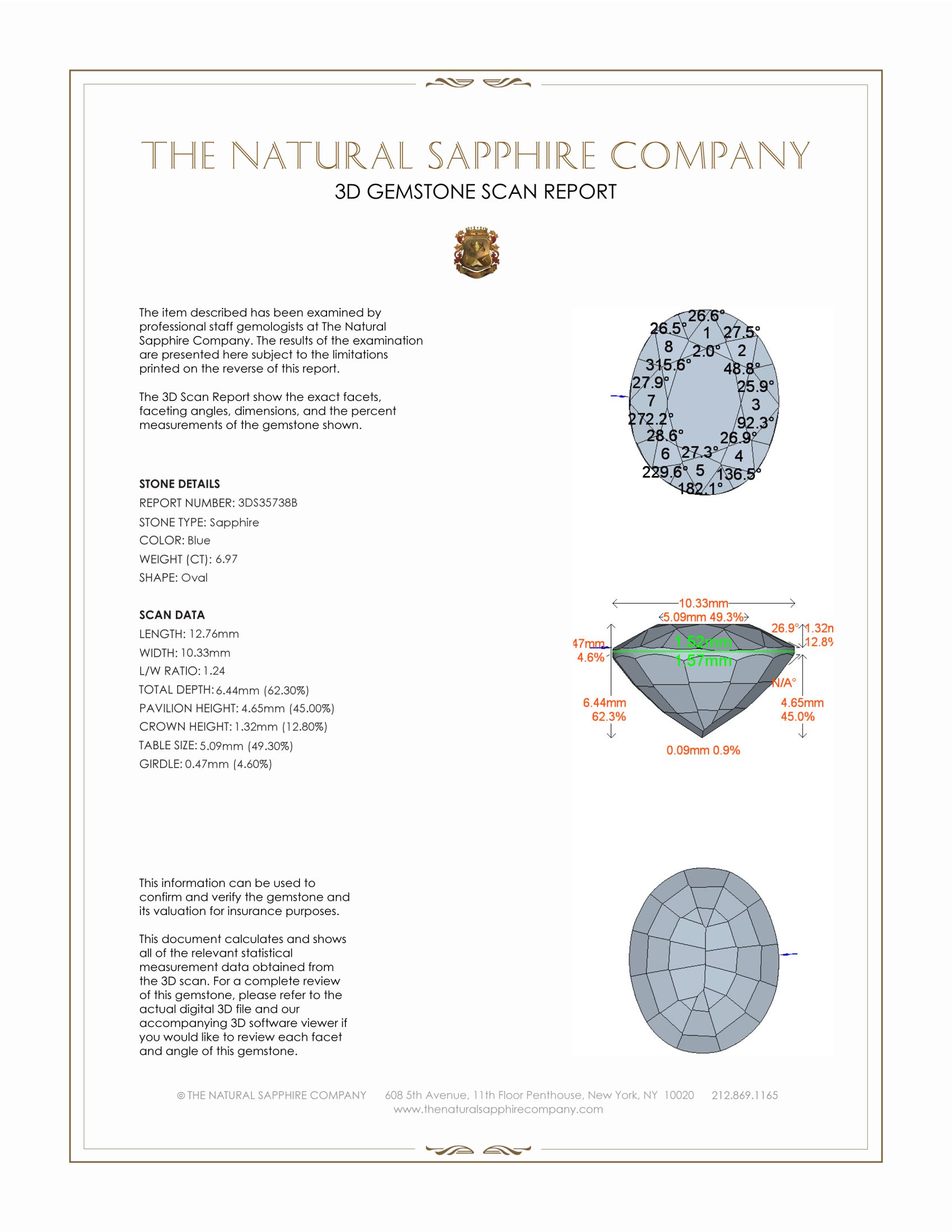 6.97 Ct. Blue Sapphire from Ceylon (Sri Lanka)