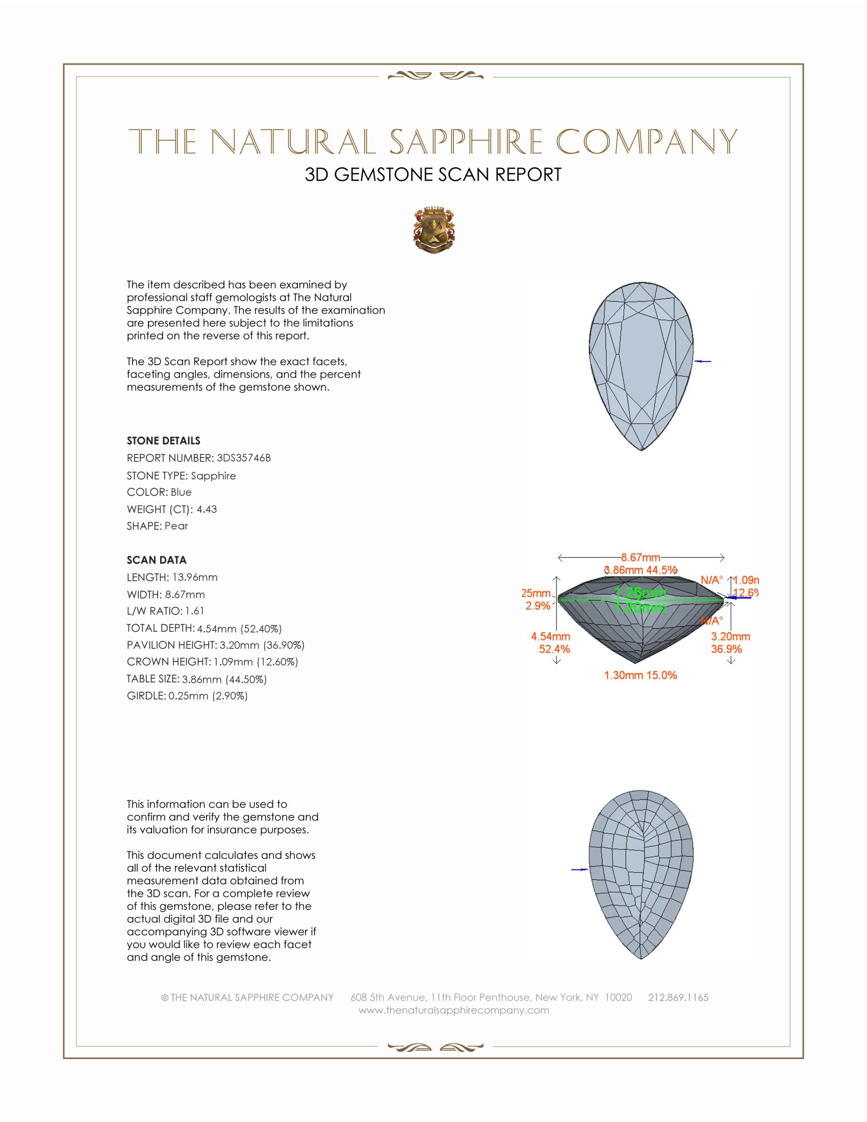 4.43 Ct. Blue Sapphire from Ceylon (Sri Lanka)