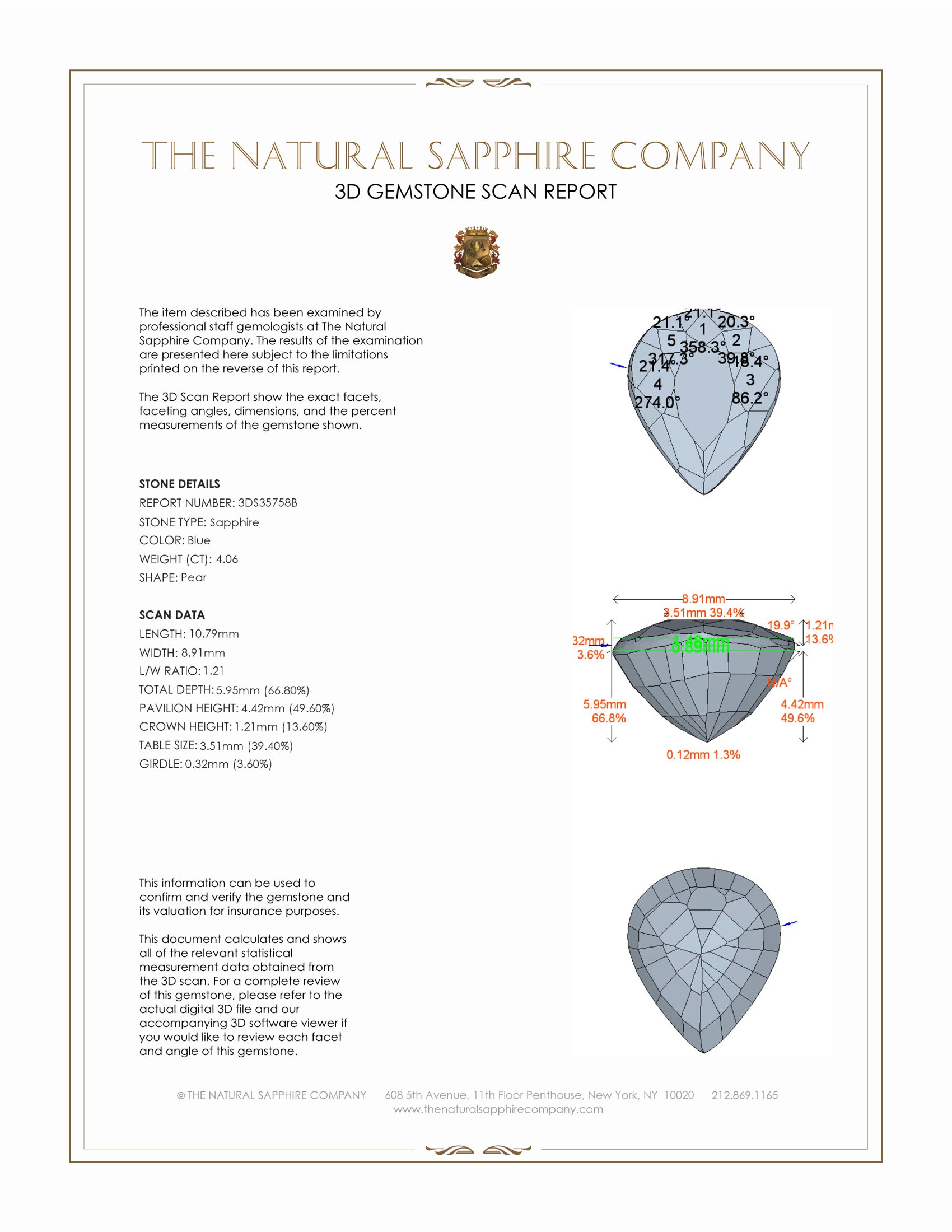 4.06 Ct. Blue Sapphire from Ceylon (Sri Lanka)