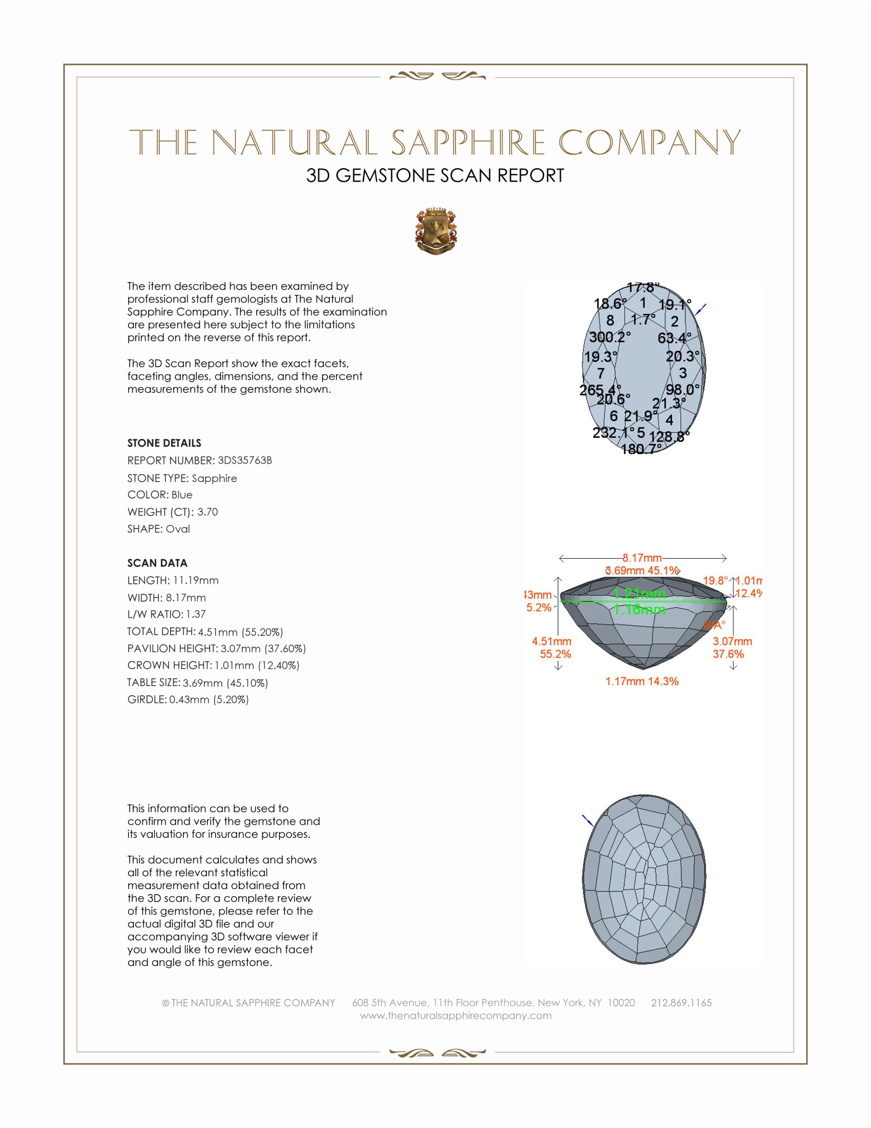 3.70 Ct. Blue Sapphire from Ceylon (Sri Lanka)