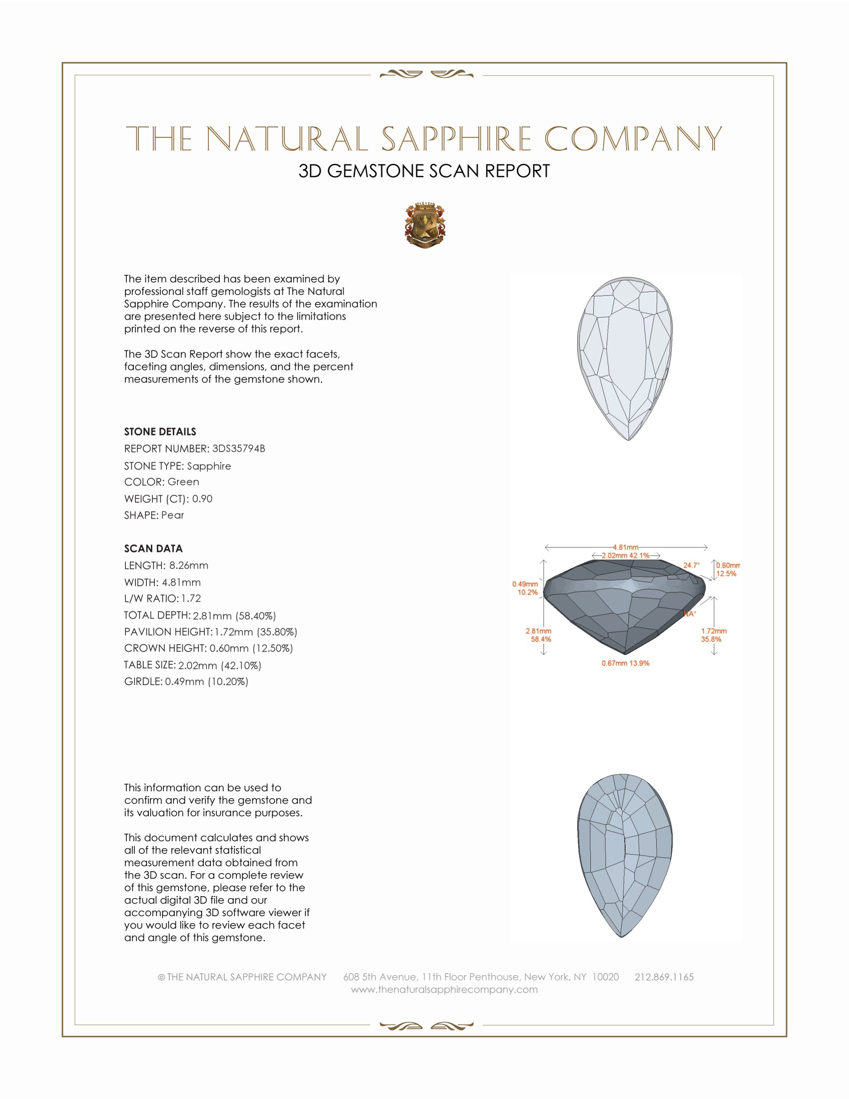 0.90 Ct. Green Sapphire from Madagascar