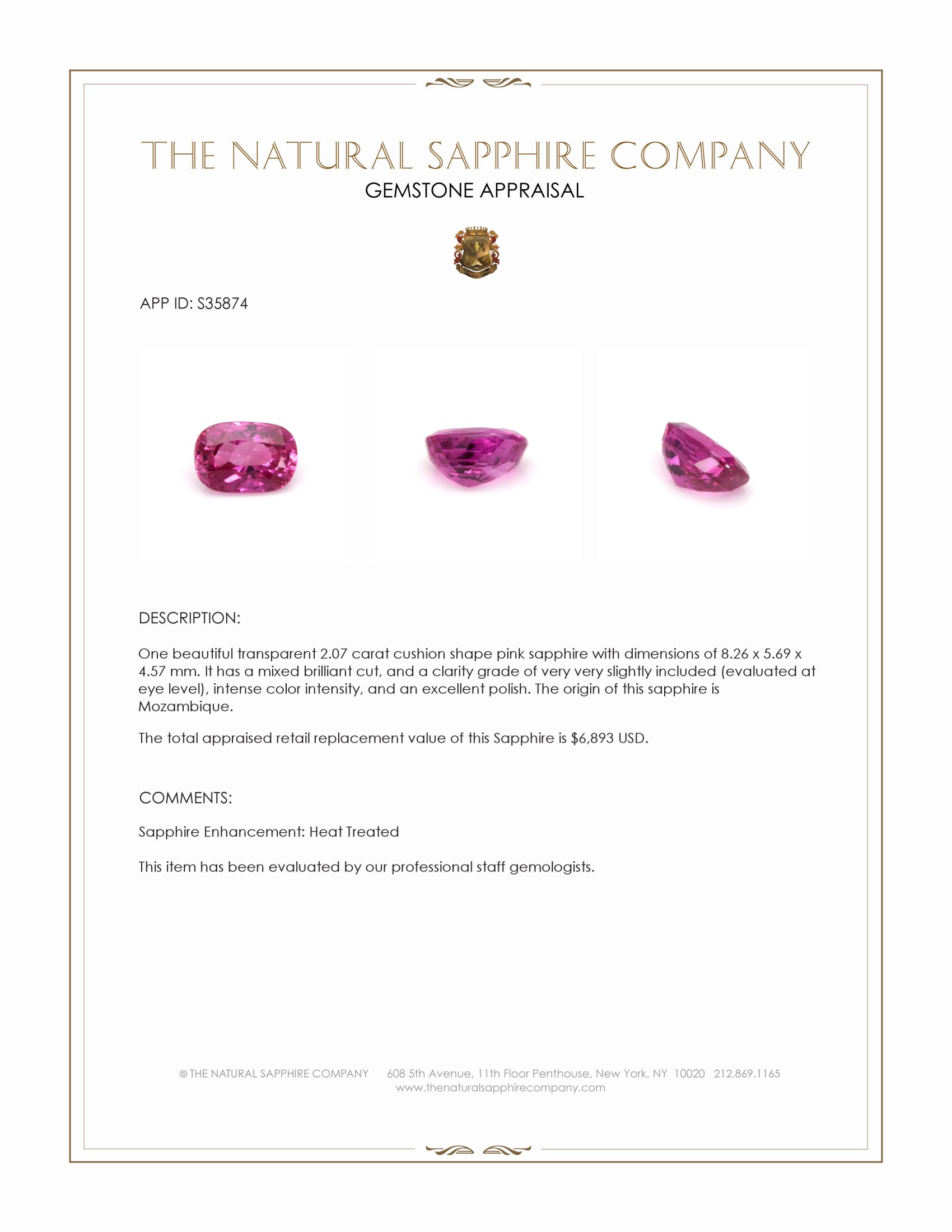 2.07 Ct. Pink Sapphire from Mozambique