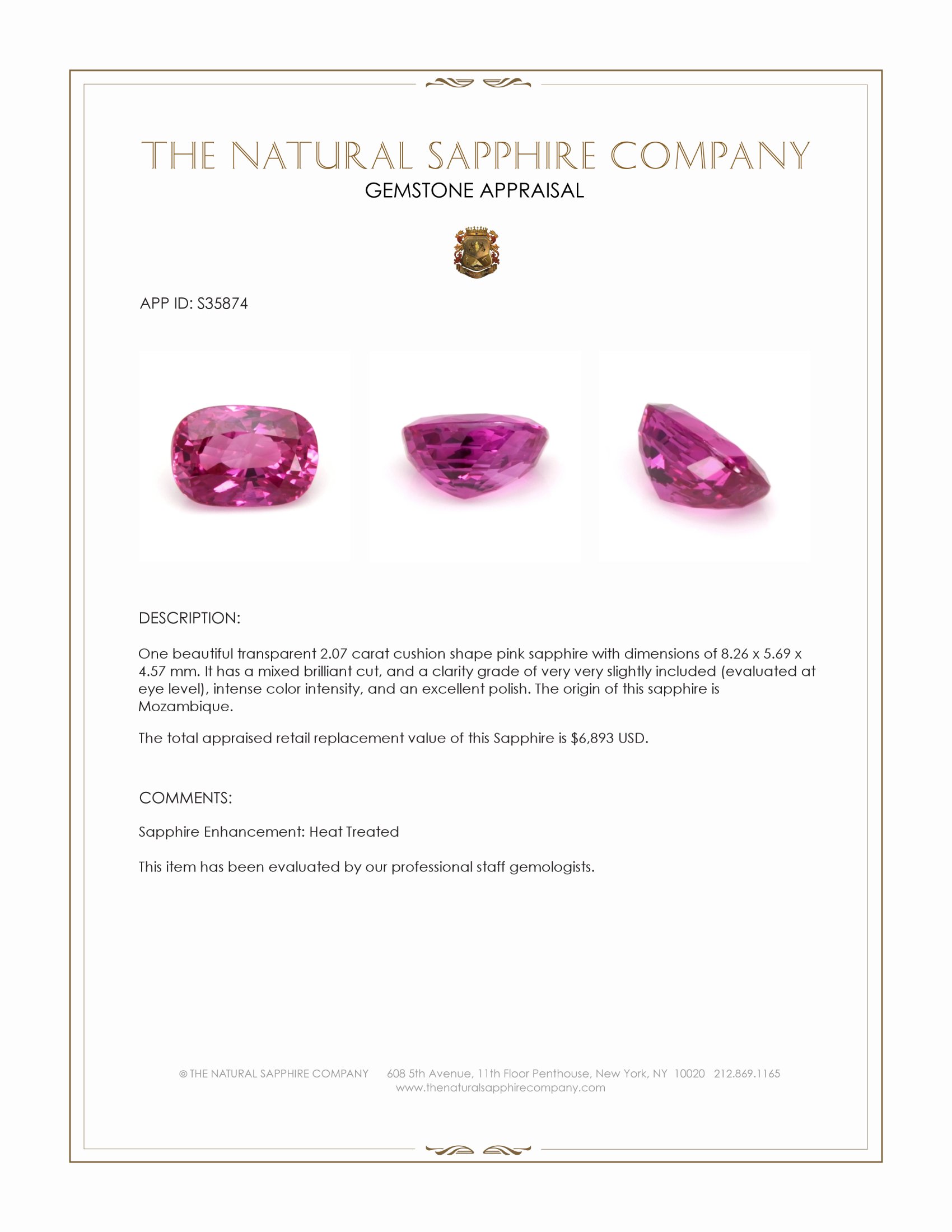 2.07 Ct. Pink Sapphire from Mozambique