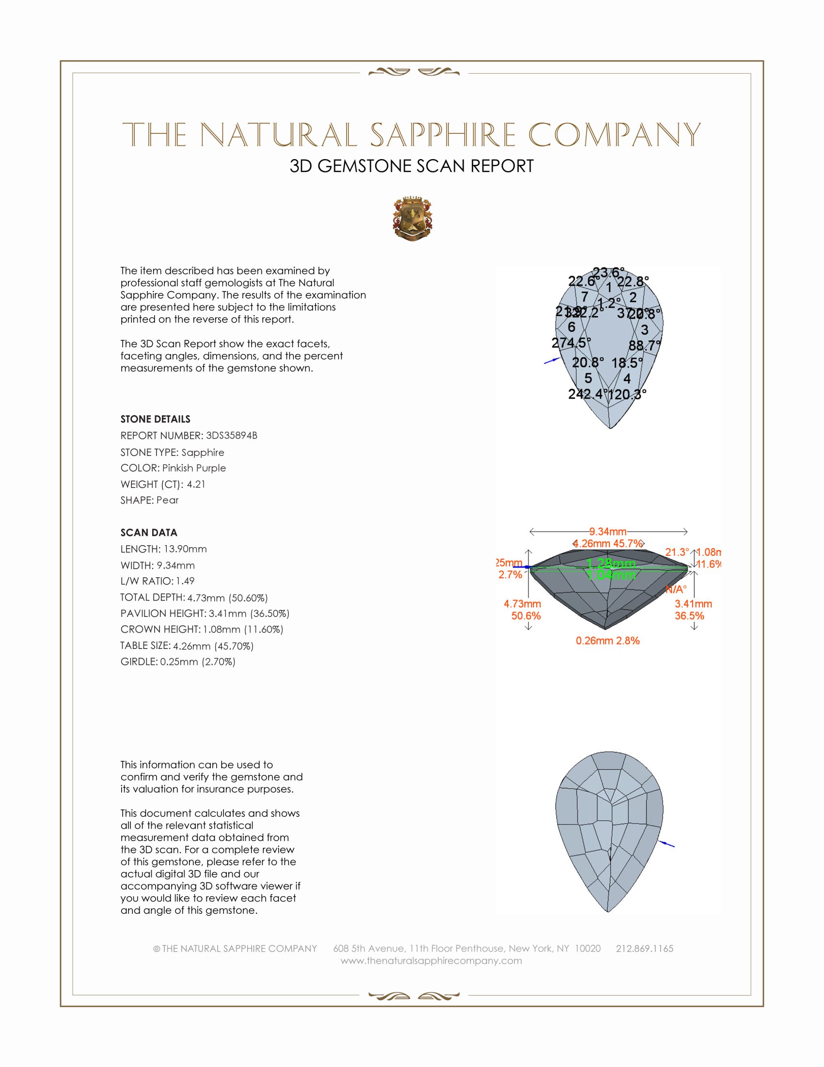 4.21 Ct. Pinkish Purple Sapphire from Ceylon (Sri Lanka)