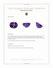 0.62 Ct. Pinkish Purple Sapphire from Ceylon (Sri Lanka) Appraisal