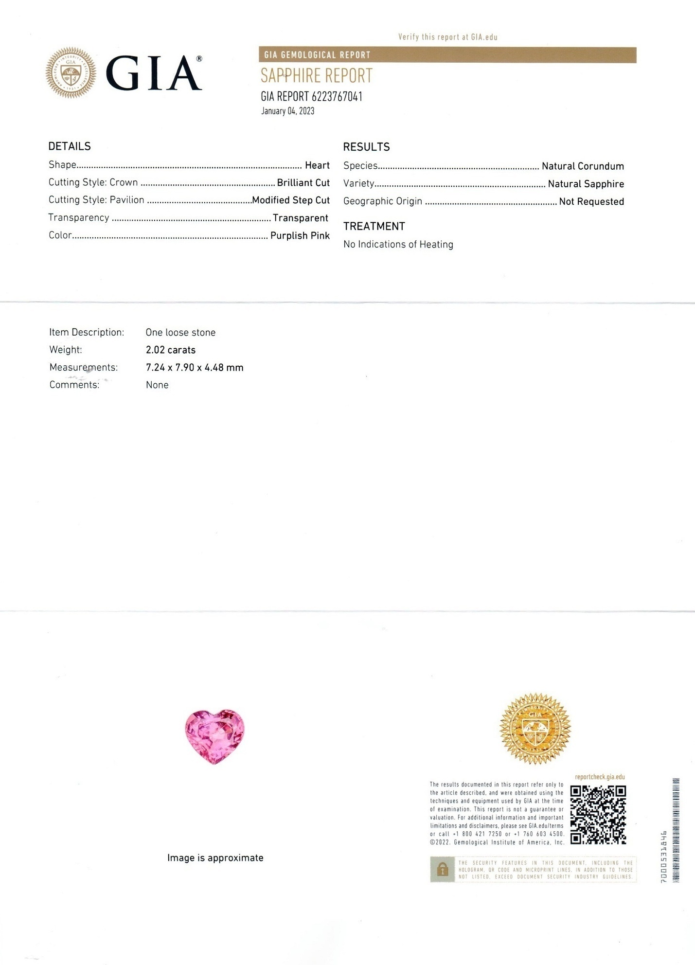 2.02 Ct. Purplish Pink Sapphire from Ceylon (Sri Lanka)