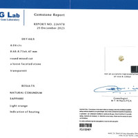4.04 Ct. Orange Sapphire from Madagascar Scan Report