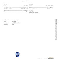 1.87 Ct. Blue Sapphire from Ceylon (Sri Lanka) Scan Report