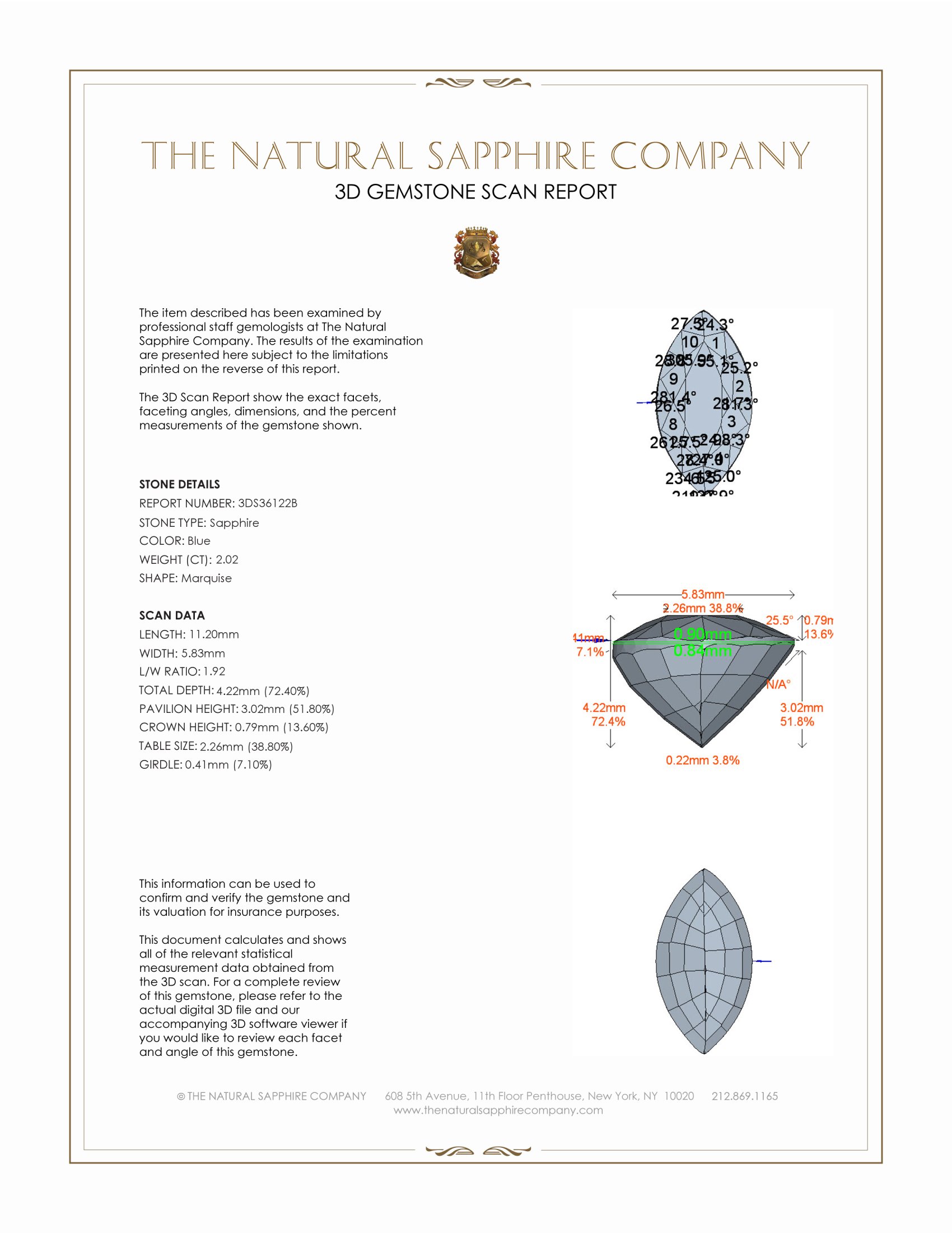 2.02 Ct. Blue Sapphire from Ceylon (Sri Lanka)