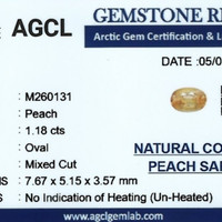 1.18 Ct. Peach Sapphire from Ceylon (Sri Lanka) Scan Report