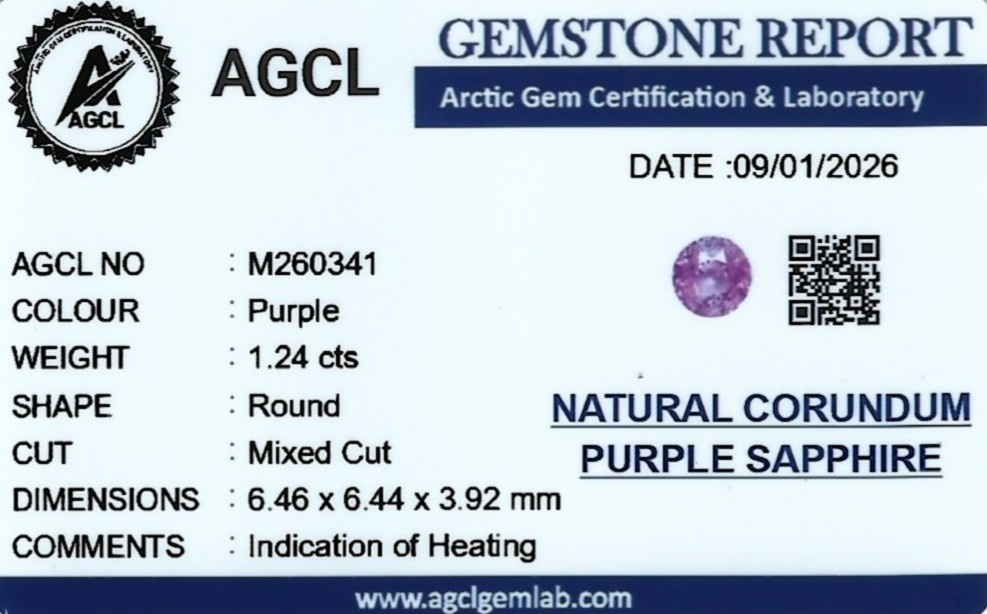 1.24 Ct. Purple Sapphire from Madagascar