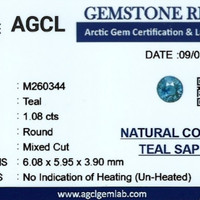 1.08 Ct. Greenish Blue Sapphire from Madagascar Scan Report