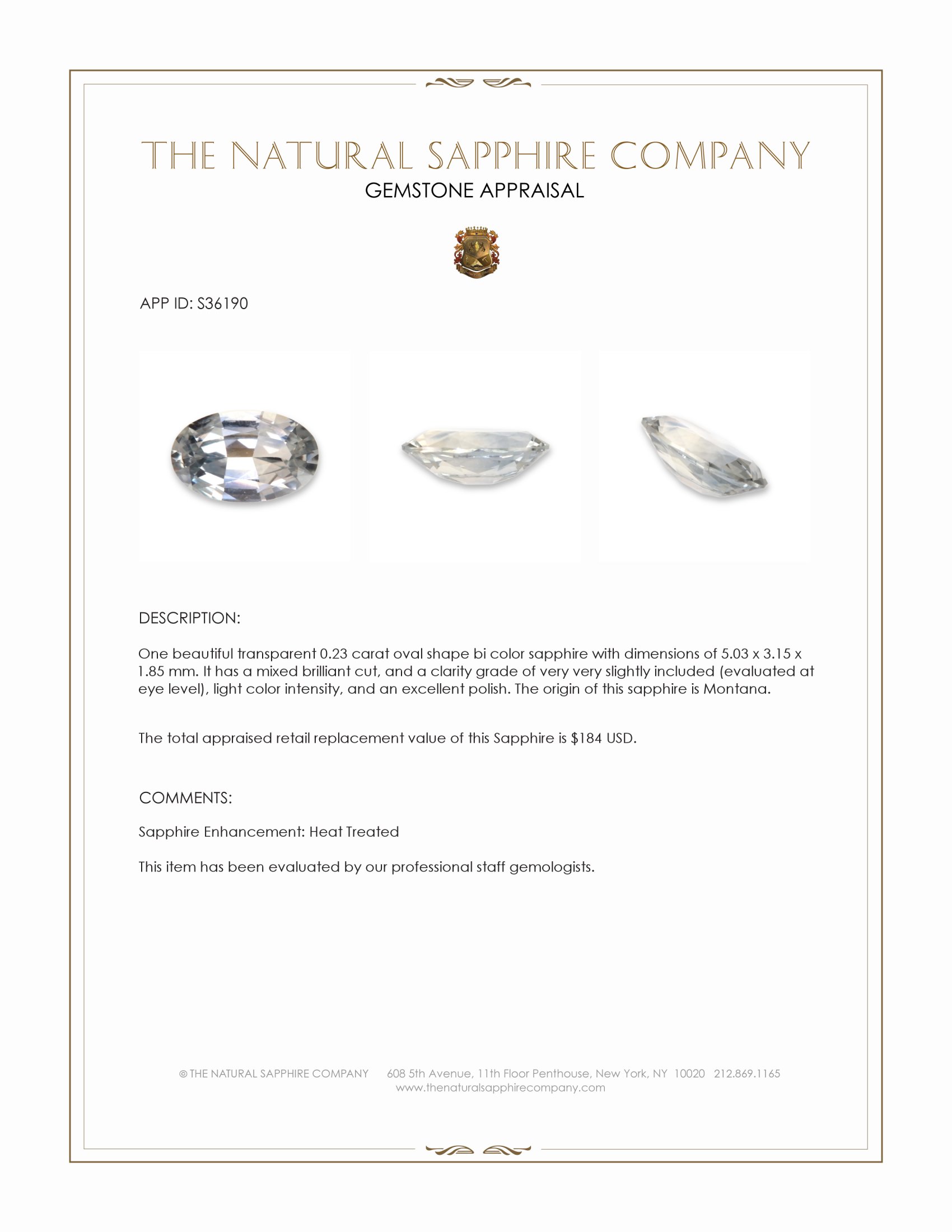 0.23 Ct. Bi Color Sapphire from Montana