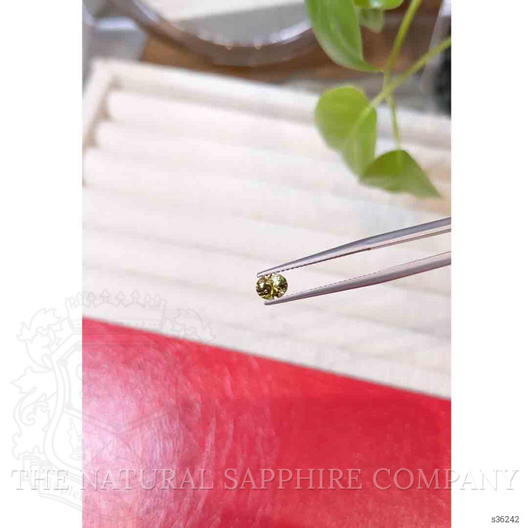 0.58 Ct. Greenish Yellow Sapphire from Montana