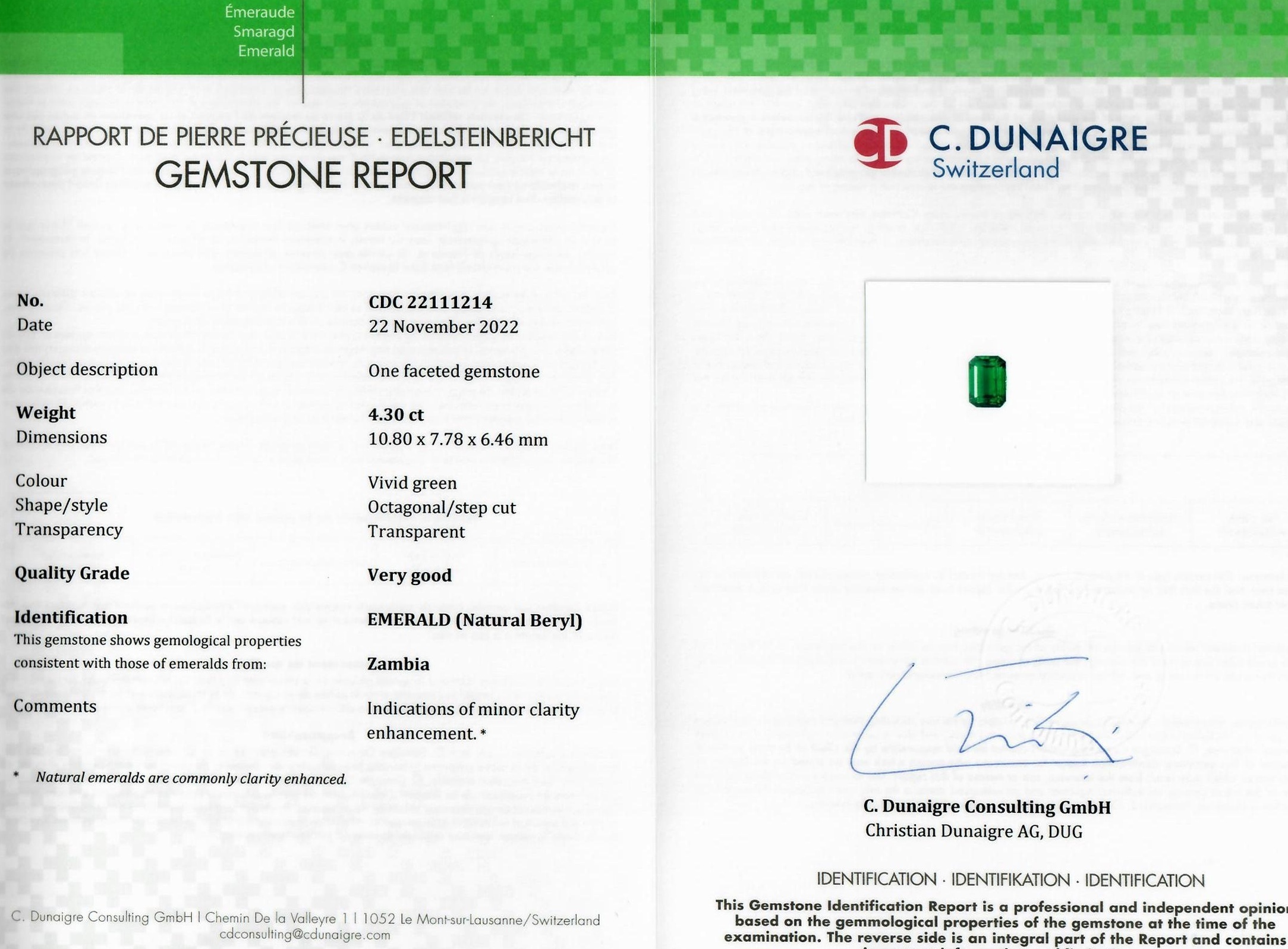 4.30 Ct. Emerald from Zambia