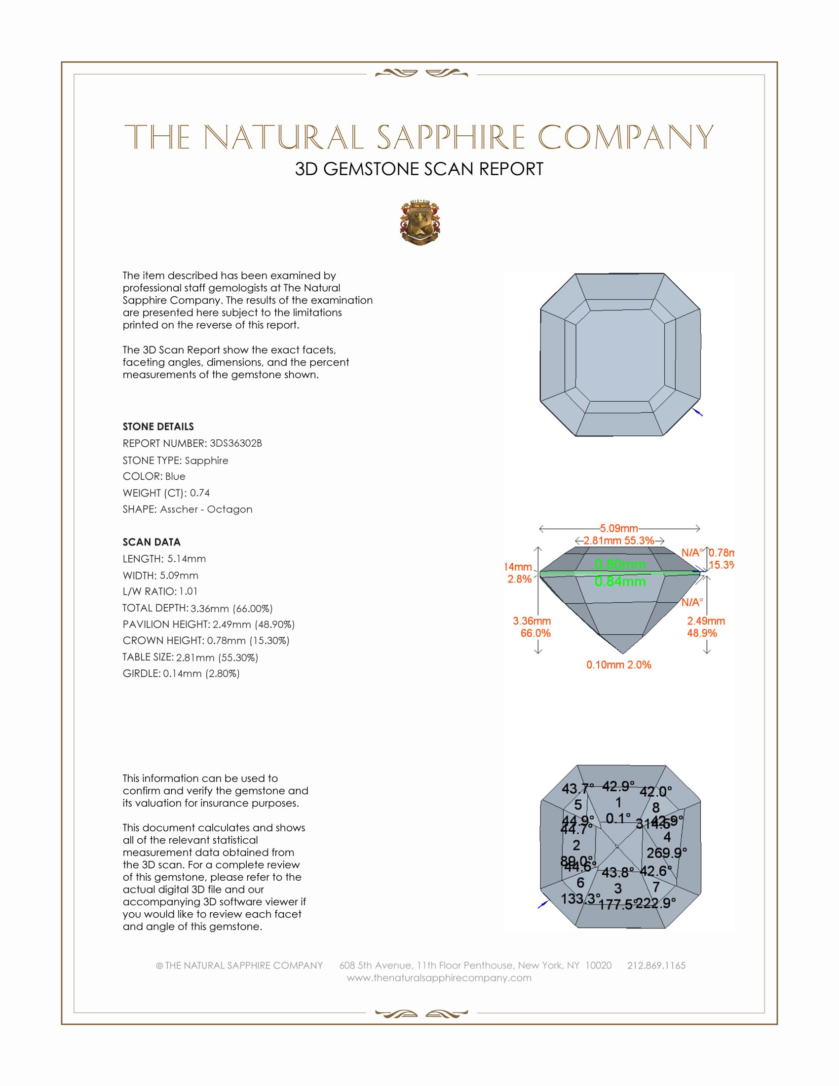 0.74 Ct. Blue Sapphire from Ceylon (Sri Lanka)