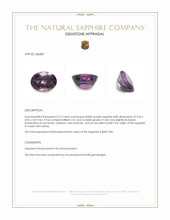 0.57 Ct. Pinkish Purple Sapphire from Ceylon (Sri Lanka) Appraisal