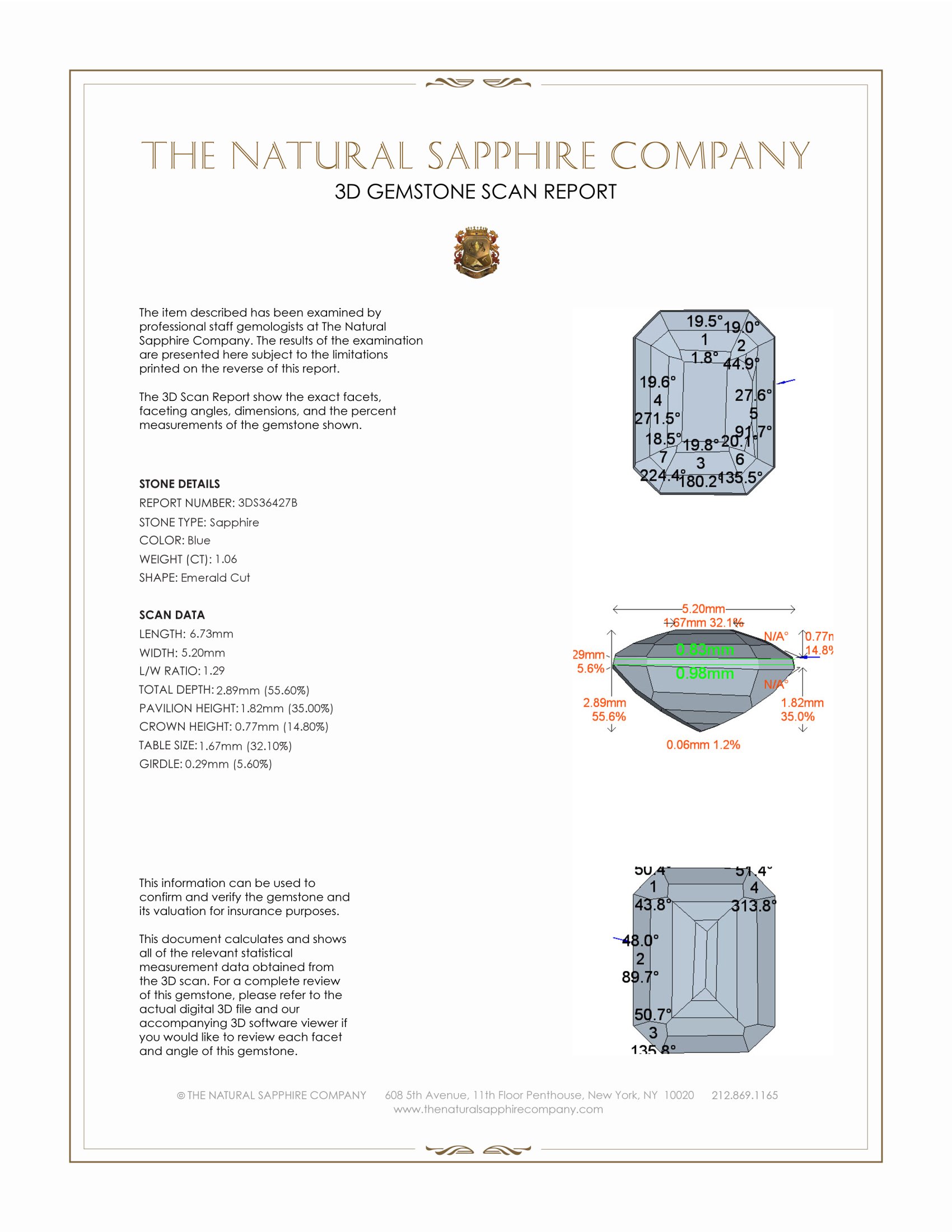 1.06 Ct. Blue Sapphire from Ceylon (Sri Lanka)