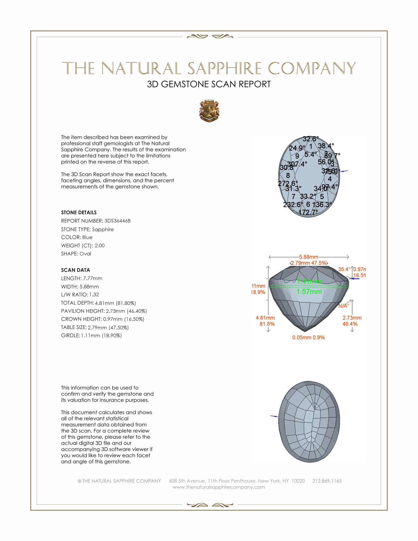 2.00 Ct. Blue Sapphire from Ceylon (Sri Lanka)