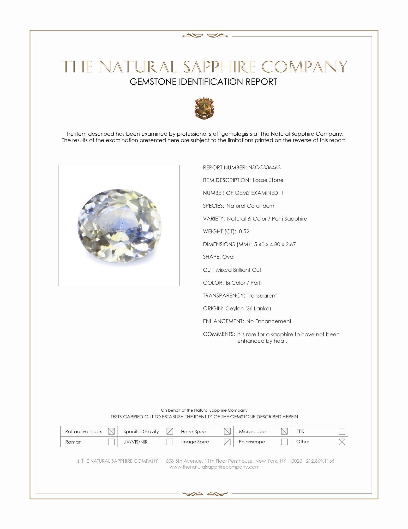 0.52 Ct. Bi Color / Parti Sapphire from Ceylon (Sri Lanka)