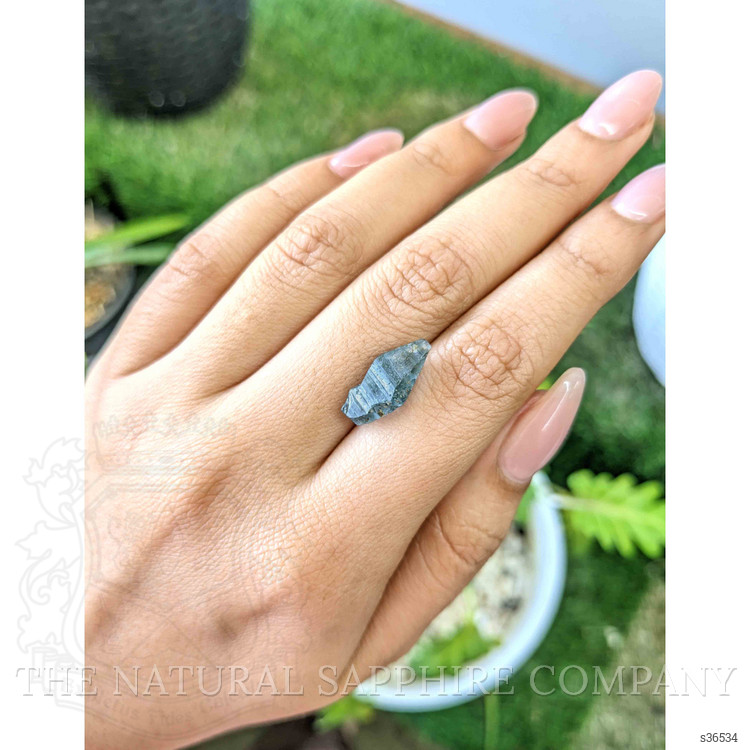 7.66 Ct. Greenish Blue Rough Sapphire Crystal from Ceylon (Sri Lanka)