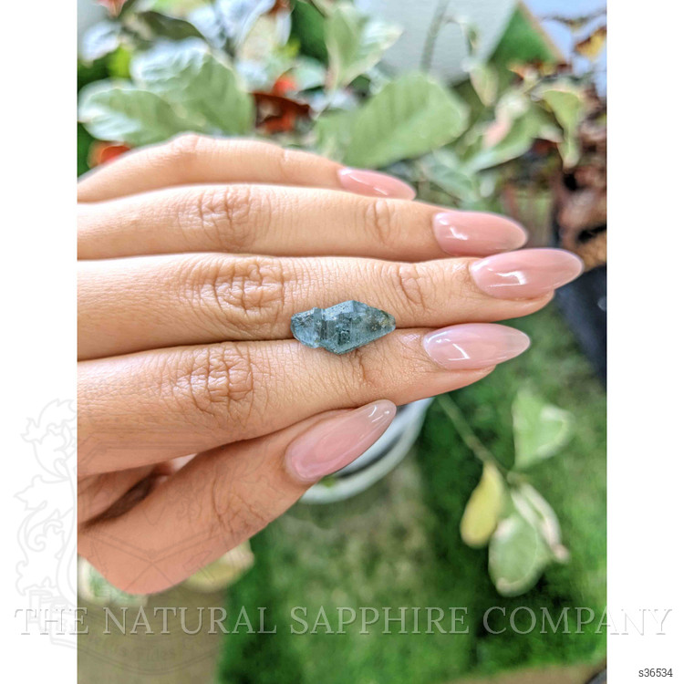 7.66 Ct. Greenish Blue Rough Sapphire Crystal from Ceylon (Sri Lanka)