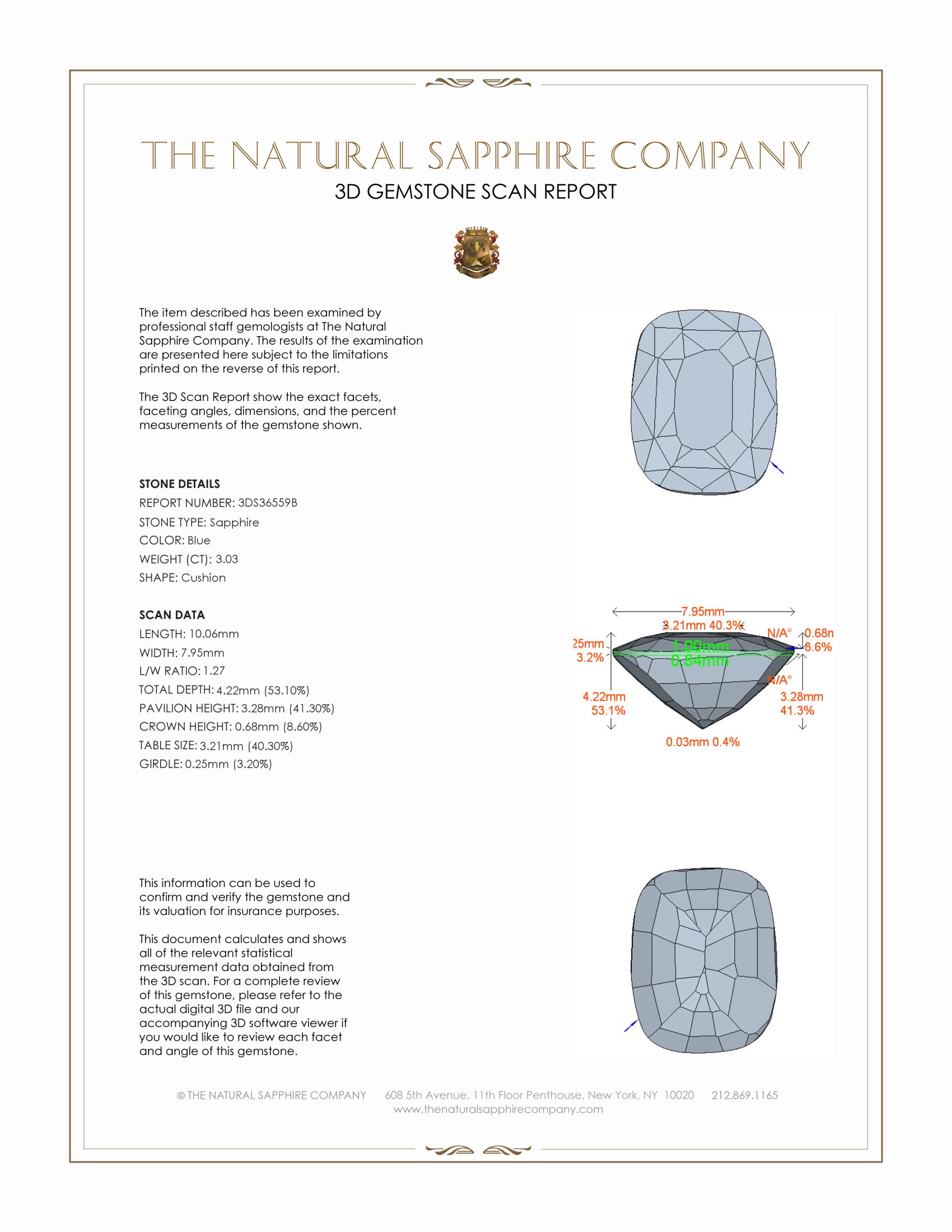 3.03 Ct. Blue Sapphire from Madagascar