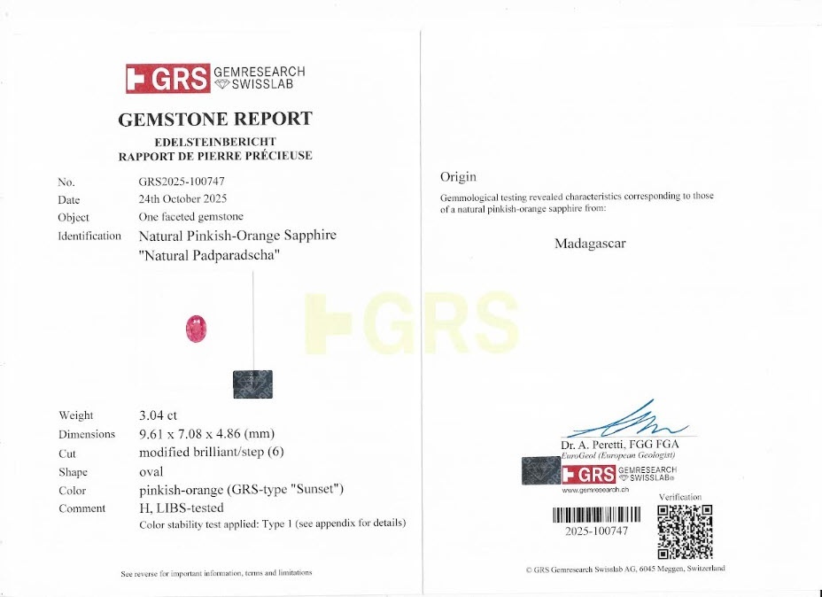 3.04 Ct. Padparadscha Sapphire from Madagascar