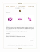 1.37 Ct. Purplish Pink Sapphire from Ceylon (Sri Lanka) Appraisal