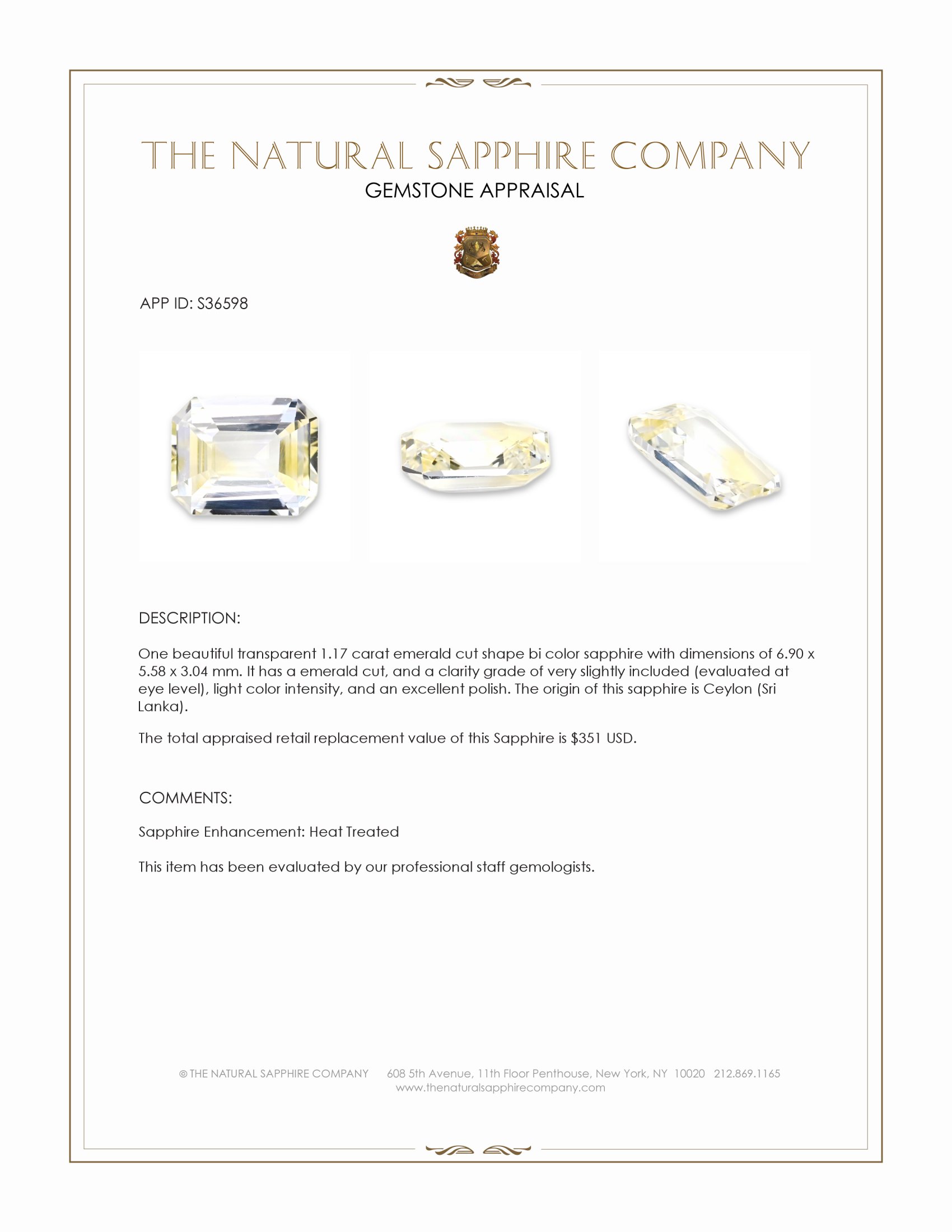 1.17 Ct. Bi Color Sapphire from Ceylon (Sri Lanka)