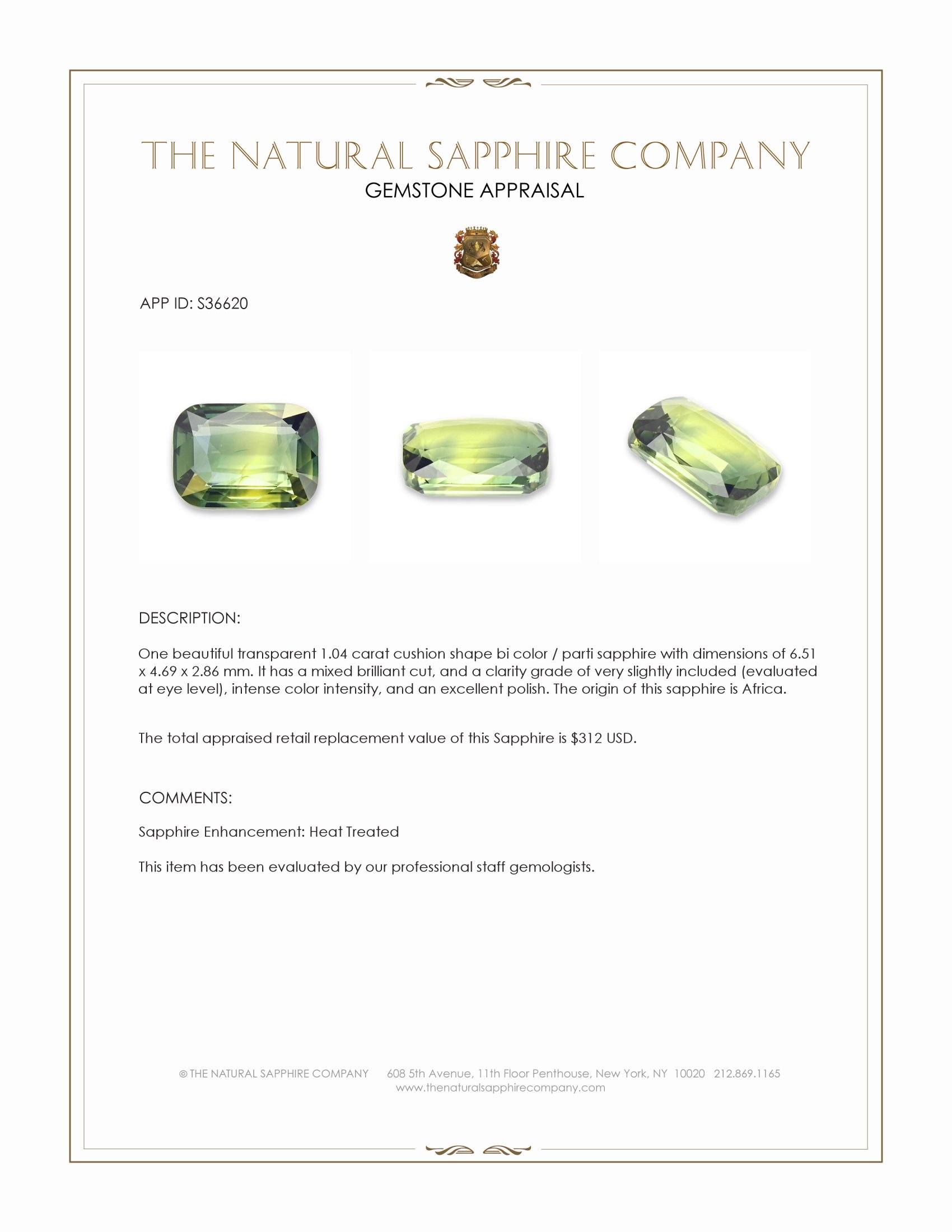 1.04 Ct. Bi Color / Parti Sapphire from Africa