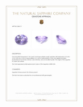 1.04 Ct. Pinkish Purple Sapphire from Ceylon (Sri Lanka) Appraisal