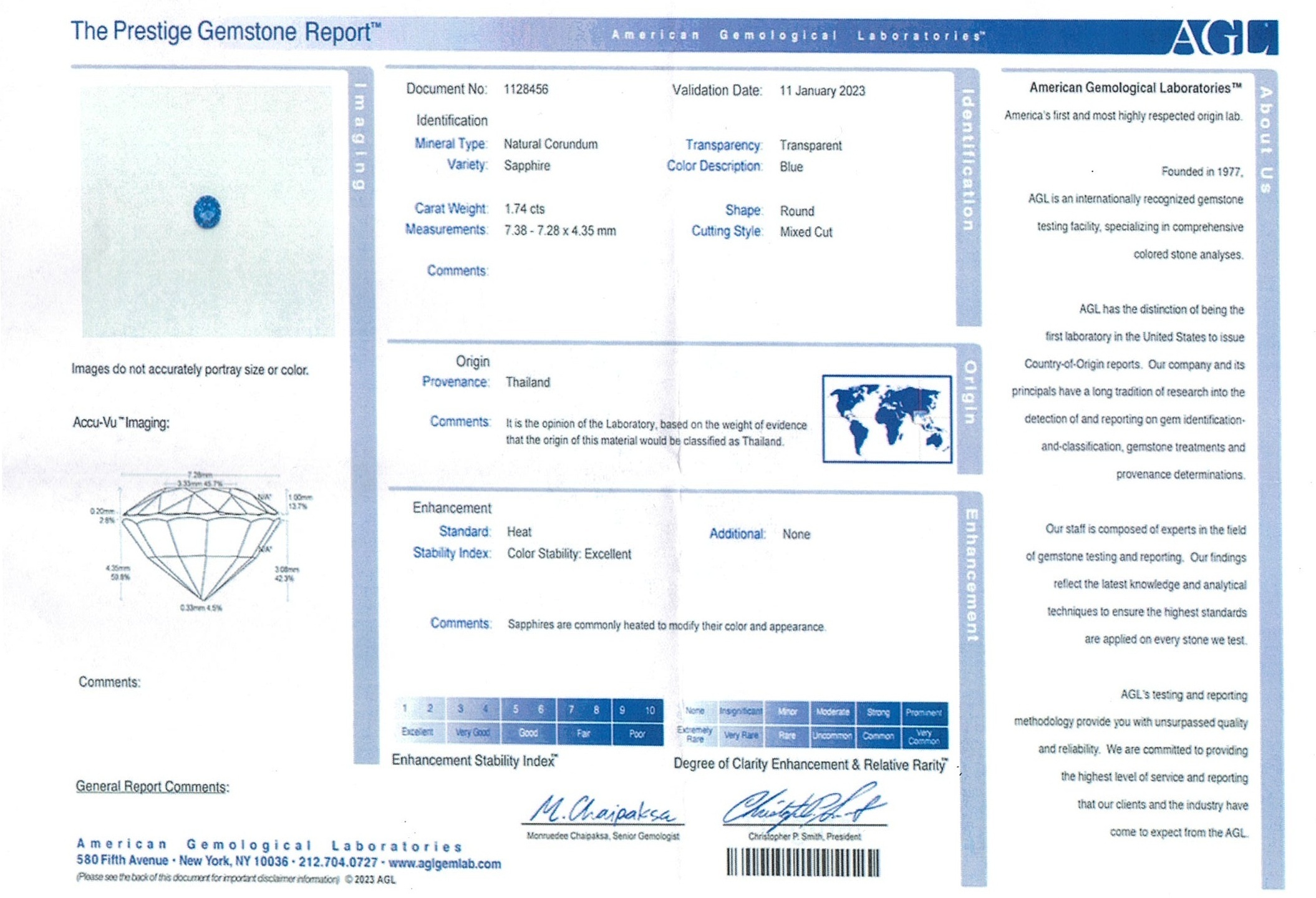 1.74 Ct. Greenish Blue Sapphire from Thailand