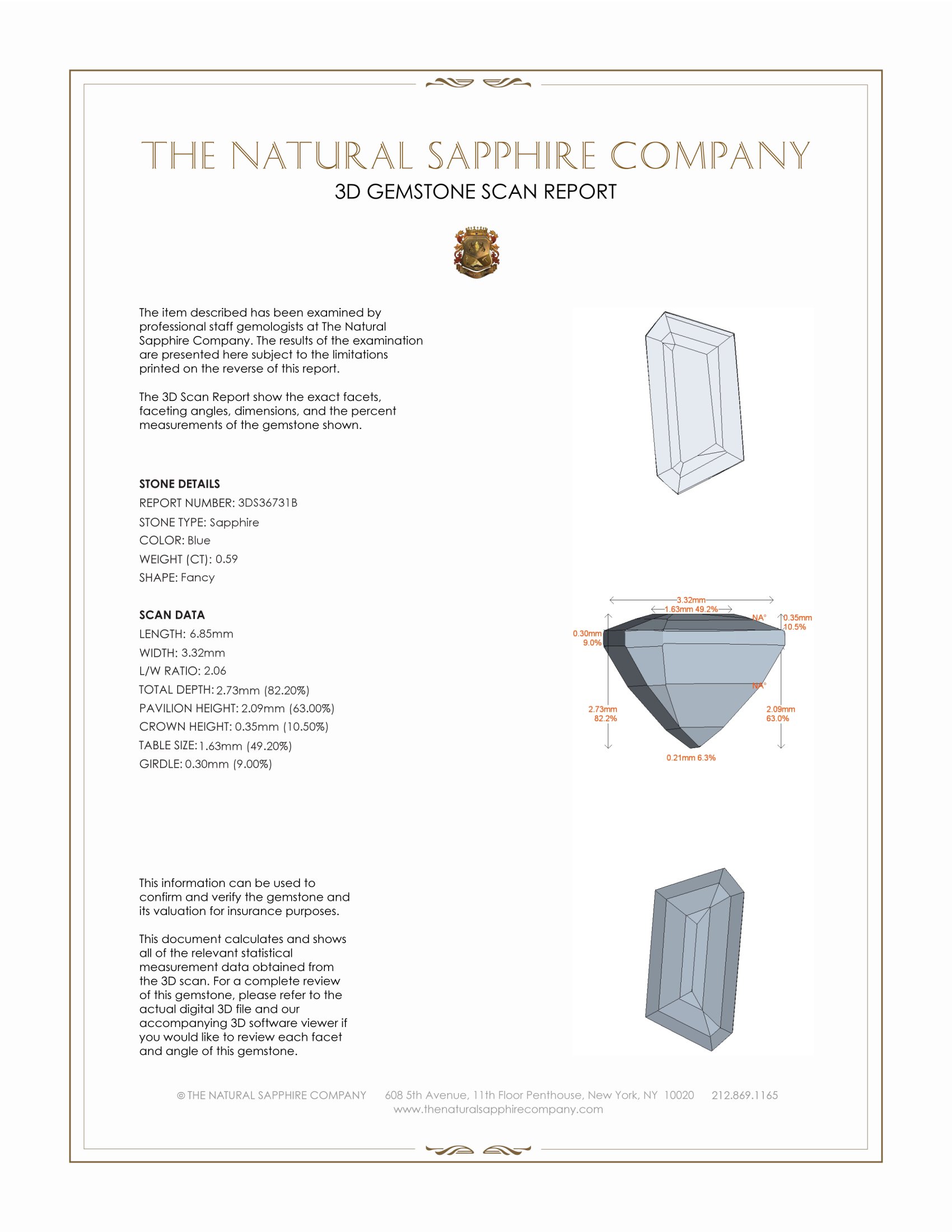 0.59 Ct. Blue Sapphire from Ceylon (Sri Lanka)