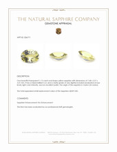 1.13 Ct. Yellow Sapphire from Ceylon (Sri Lanka) Appraisal
